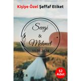 deer art Şeffaf Etiket - Isimli Etiket - Düğün, Nişan, Kına - 52 Adet - 3x3cm - (KİŞİYE ÖZEL ŞEFFAF STİCKER)