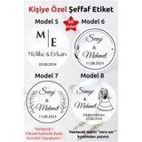 deer art Şeffaf Etiket - Isimli Etiket - Düğün, Nişan, Kına - 60 Adet - 3x3cm - (KİŞİYE ÖZEL ŞEFFAF STİCKER)