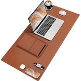 Deer Pu Deri Mouse Pad Dikişli Kenar Dayanıklı Büyük Boy Çift Yönlü Kullanım Ofis Masa Matı Sümen(Kahverengi, 90X40 Xl) - Altın