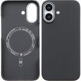 Deercase iPhone 16 Kamera Korumalı Premium Karbon Fiber Magsafe Uyumlu Gri Telefon Kılıfı - Standart