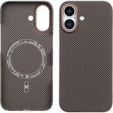 Deercase iPhone 16 Kamera Korumalı Premium Karbon Fiber Magsafe Uyumlu Kahverengi Telefon Kılıfı - Standart