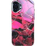 Deercase iPhone 16 Plus Mermer Premium Kırmızı Desenli Kamera Korumalı Darbe Emici Magsafe Uyumlu Telefon Kılıfı - Standart