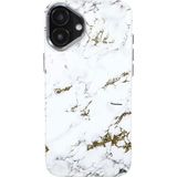 Deercase iPhone 16 Plus Premium Beyaz Mermer Altın Sarısı Desenli Kamera Korumalı Darbe Emici Magsafe Uyumlu Telefon Kılıfı - Standart