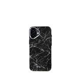 Deercase iPhone 16 Plus Siyah Magsafe Mermer Desenli Uyumlu Telefon Kılıfı