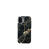 Deercase iPhone 16 Plus Siyah Premium Altın Sarısı Mermer Kamera Korumalı Darbe Emici Magsafe Uyumlu Telefon Kılıfı