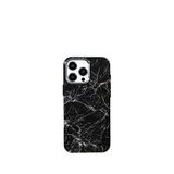 Deercase iPhone 16 Pro Max Siyah Magsafe Mermer Desenli Uyumlu Telefon Kılıfı