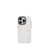 Deercase iPhone 16 Pro Pembe Premium Beyaz Mermer Kamera Korumalı Darbe Emici Magsafe Uyumlu Telefon Kılıfı