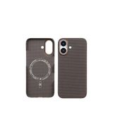 Deercase iPhone 17 Premium Karbon Fiber Darbe Emici Lüks Kamera Korumalı Magsafe Uyumlu Kahverengi Telefon Kılıfı