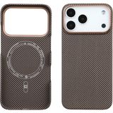 Deercase iPhone 17 Pro Magsafe Uyumlu Premium Karbon Fiber Telefon Kılıfı - Kahverengi - Standart