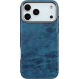 Deercase iPhone 17 Pro Mavi Premium Vintage Dokulu Darbe Emici Lüks Kamera Korumalı Magsafe Uyumlu Telefon Kılıfı - Standart