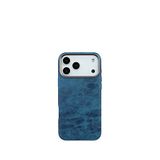 Deercase iPhone 17 Pro Max Mavi Premium Vintage Dokulu Darbe Emici Kamera Korumalı Magsafe Uyumlu Beyaz Telefon Kılıfı