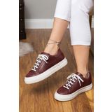 Deery Hakiki Nubuk Bordo Sneaker Kadın Ayakkabı