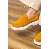 Deery Hakiki Süet Sarı Loafer Kadın Ayakkabı