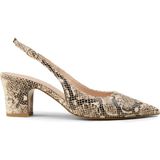 Deery Kadın Bej Yılan Desenli Topuklu Slingback Ayakkabı - RD125ZBEJM01