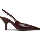 Deery Kadın Bordo Krokodil Desenli Slingback Stiletto - V4035ZBRDM01