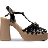 Deery Kadın Siyah Rugan Platform Topuklu Sandalet - 26491ZSYHC01