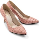 Deery Pembe Kroko Stiletto Kadın Topuklu Ayakkabı