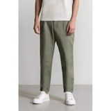 Defacto %100 Keten Normal Kesim Crop Duble Paça Yazlık Kumaş Pantolon C1826ax25smkh433 Haki
