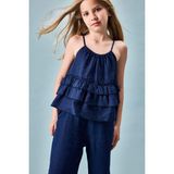 DeFacto %100 Keten Regular Fit Askılı Lacivert Bluz Kız Çocuk H1905A826SM - 13 - 14 Yaş - Lacivert-NV42