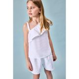 DeFacto %100 Keten Tek Omuz Fırfırlı Askılı Beyaz Bluz Kız Çocuk H1917A826HS - 7 - 8 Yaş - Beyaz-WT34