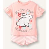 DeFacto %100 Pamuk 2'li Fırfırlı Kol Açık Pembe Pijama Takımı Kız Bebek H9308A526SM - Pembe-PN621 - 5 - 6 Yaş