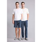 DeFacto %100 Pamuk 3'lü Pijama Takımı Kısa Kollu Pijama Üstü Şort Uzun Pijama Altı H4782AX26SP - 2XL - Lacivert-NV135