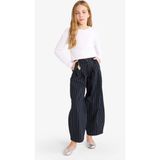 DeFacto %100 Pamuk Baggy Fit Charm Detaylı Geniş Paça Gabardin Pantolon Kız Çocuk G3250A825WN - Antrasit-AR215 - 11 - 12 Yaş