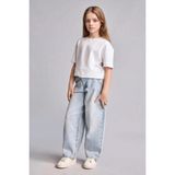 DeFacto %100 Pamuk Baggy Fit Jean Açık Mavi Pantolon Kız Çocuk H6244A826AU - Mavi-NM39 - 9 - 10 Yaş