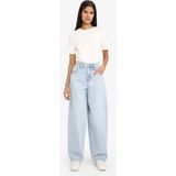 DeFacto %100 Pamuk Baggy Fit Yüksek Bel Düz Paça Uzun Jean Kar Yıkamalı Pantolon G4931AX26SM - Mavi-NM39 - 38