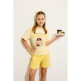 DeFacto %100 Pamuk Baskılı 2'li Ekru Pijama Takımı Kız Bebek H5508A826SM - Sarı-YL155 - 8 - 9 Yaş