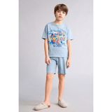 DeFacto %100 Pamuk Baskılı 2'li Pijama Takımı Erkek Bebek G8826A826HS - Mavi - 7 - 8 Yaş