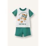 DeFacto %100 Pamuk Baskılı Kısa Kollu Üst Şort Alt 2'li Pijama Takımı Erkek Bebek H8217A526HS