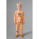 Defacto %100 Pamuk Baskılı Sweatshirt Üst Lastikli Paça Alt 2li Pijama Takımı Erkek Bebek I1437a526auog615 Turuncu-og615