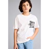 DeFacto %100 Pamuk Baskılı Tişört Erkek Çocuk G7468A826SM - Beyaz-WT34 - 11 - 12 Yaş