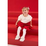 DeFacto %100 Pamuk Bebe Yaka Penye Tişört Kız Bebek G9983A526SM - Beyaz-WT16 - 2 - 3 Yaş
