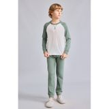 Defacto %100 Pamuk Bisiklet Yaka Reglan Uzun Kollu Üst Lastik Paça Alt 2li Pijama Takımı Erkek Çocuk I1443a826aukh458 Haki-kh458