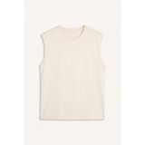 DeFacto %100 Pamuk Boxy Fit Büyük Beden Bisiklet Yaka Atlet H1003AX26SP - 4XL - Ekru-ER105