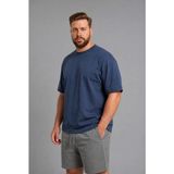 DeFacto %100 Pamuk Boxy Fit Büyük Beden Kısa Kollu Mavi Tişört H0998AX26SP - Lacivert-NV249 - 4XL
