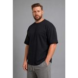 DeFacto %100 Pamuk Boxy Fit Büyük Beden Kısa Kollu Siyah Tişört H0998AX26SP - Siyah-BK81 - 4XL