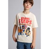 DeFacto %100 Pamuk Brawl Stars New Regular Fit Bisiklet Yaka Kısa Kollu Tişört Erkek Çocuk G8946A826SM - Ekru-ER99 - 9 - 10 Yaş
