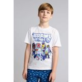 DeFacto %100 Pamuk Brawl Stars Regular Fit 2'li Pijama Takımı Erkek Çocuk H3540A826SM - Beyaz-WT34 - 13 - 14 Yaş