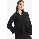 DeFacto %100 Pamuk Brode Plaj Gömleği E0598AX25SM - Siyah-BK27