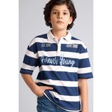 DeFacto %100 Pamuk Çizgili Oversıze Polo Tişört Erkek ÇOCUK H0915A826SM - Lacivert-NV256 - 5 - 6 Yaş