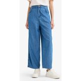 DeFacto %100 Pamuk Culotte Beli Lastikli Kısa Paça Bilek Boy Jean Pantolon E3041AX25SM - Dropsuz - 34 - Mavi-NM34