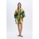 DeFacto %100 Pamuk Desenli Kimono-Fall in Love D0453AX24SM - XS - S - Haki-KH452