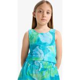 DeFacto %100 Pamuk Desenli Kolsuz Bluz Kız Çocuk D7633A825SM - Mavi-BE349 - Dropsuz - 8 - 9 Yaş