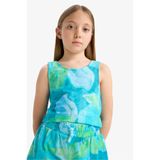 DeFacto %100 Pamuk Desenli Kolsuz Bluz Kız Çocuk D7633A825SM