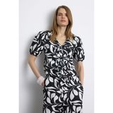 DeFacto %100 Pamuk Desenli Önden Bağlamalı Bluz F0090AX25SM - Beyaz-WT34