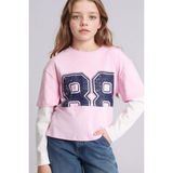 DeFacto %100 Pamuk Desenli Penye Tişört Kız Çocuk G8643A826SP - Pembe-PN171 - 8 - 9 Yaş