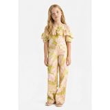 DeFacto %100 Pamuk Desenli Wide Leg Geniş Paça Pantolon Kız Çocuk D7610A825SM - 13 - 14 Yaş - Dropsuz - Yeşil-GN115